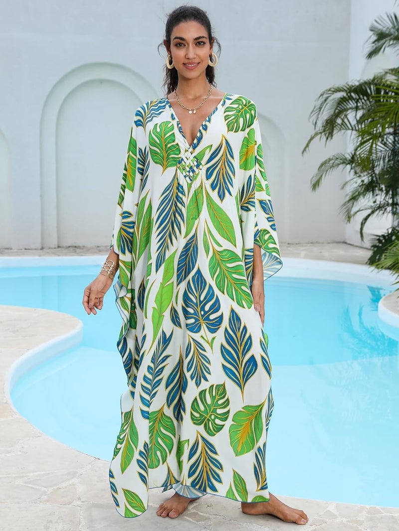 KEYLORTING Women's Plus Size Kaftan Dress – Plus Size Maxi Dress Moo Moos Beach Cover Up,Bathing Suit Cover-Up Loungewear - Image 5